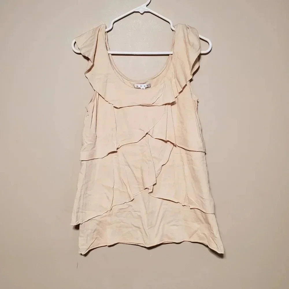 Cabi style #321 women's size small top ruffles tan